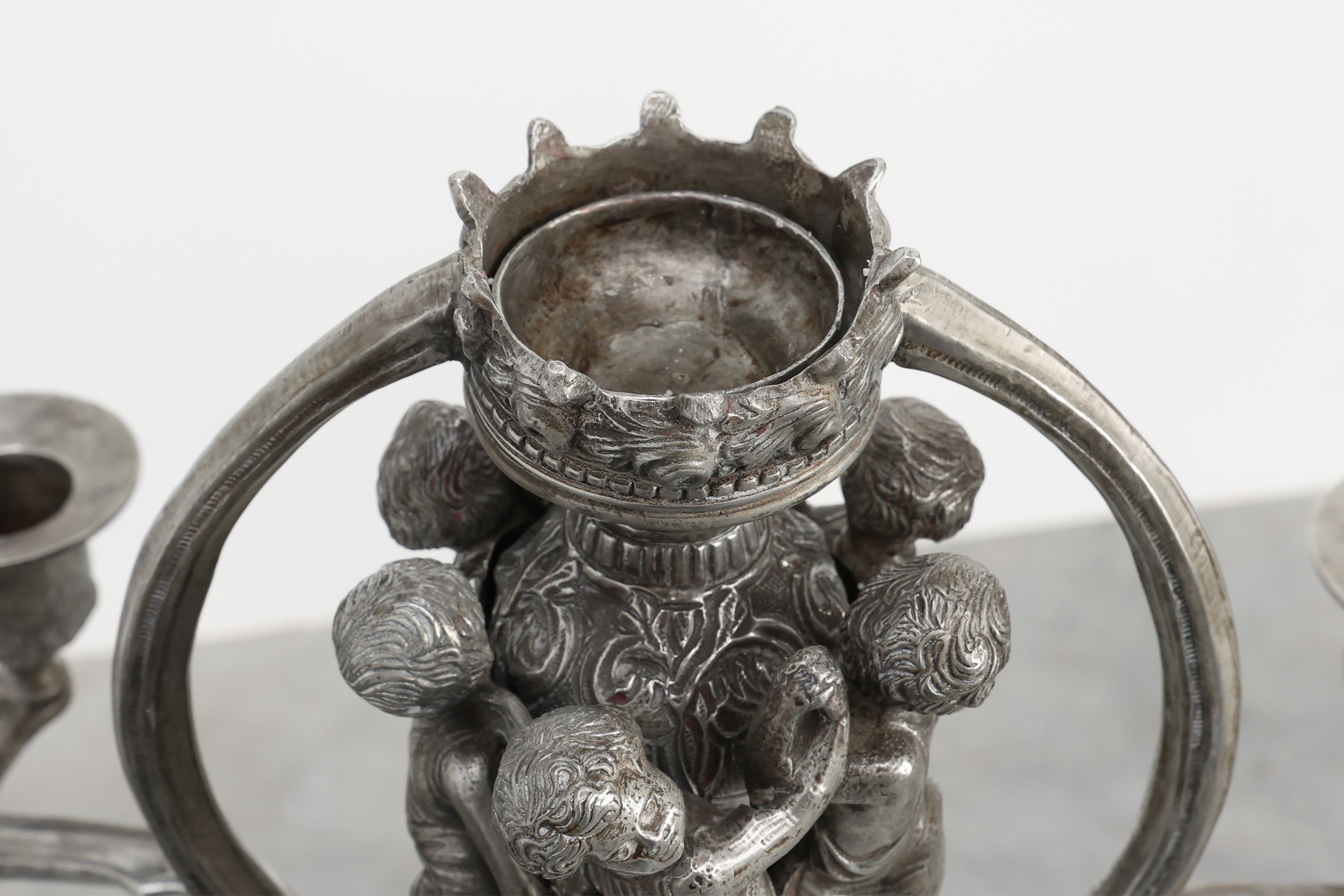 Art Nouveau tin candle holder by Achille Gamba, Italy ca. 1900thumbnail